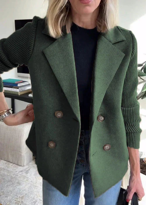Women's Structured Short Coat with Lapel Button Front