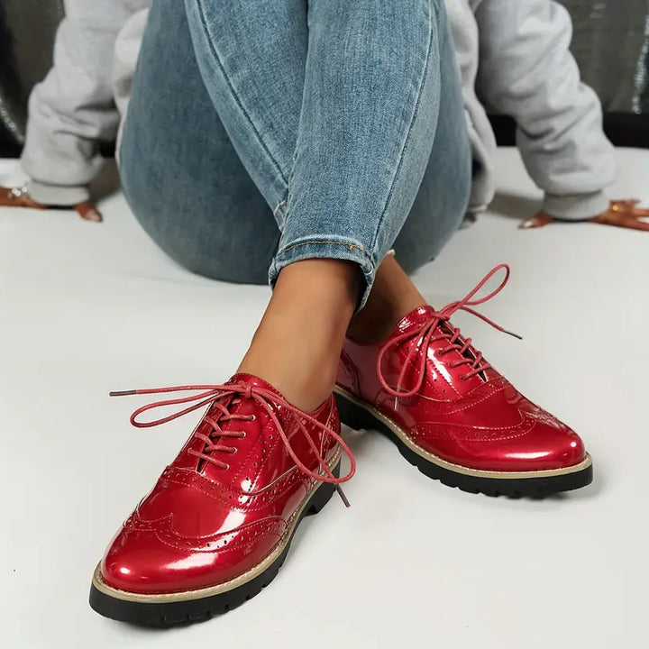 StylebySassy | Patent Leather Oxford Shoes with Chunky Sole for Women