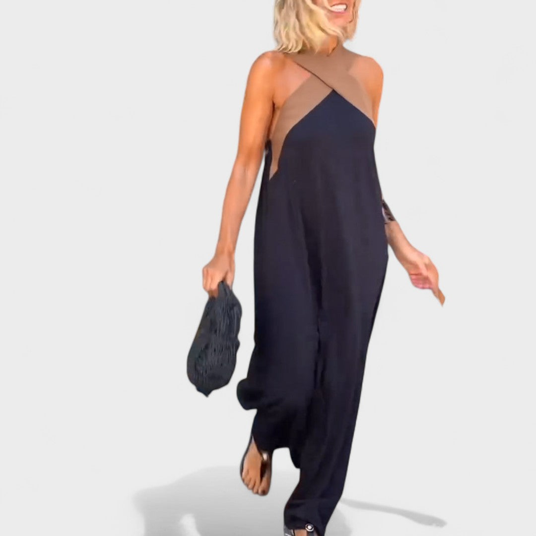 Women's Sleeveless Maxi Dress with Crossed Straps