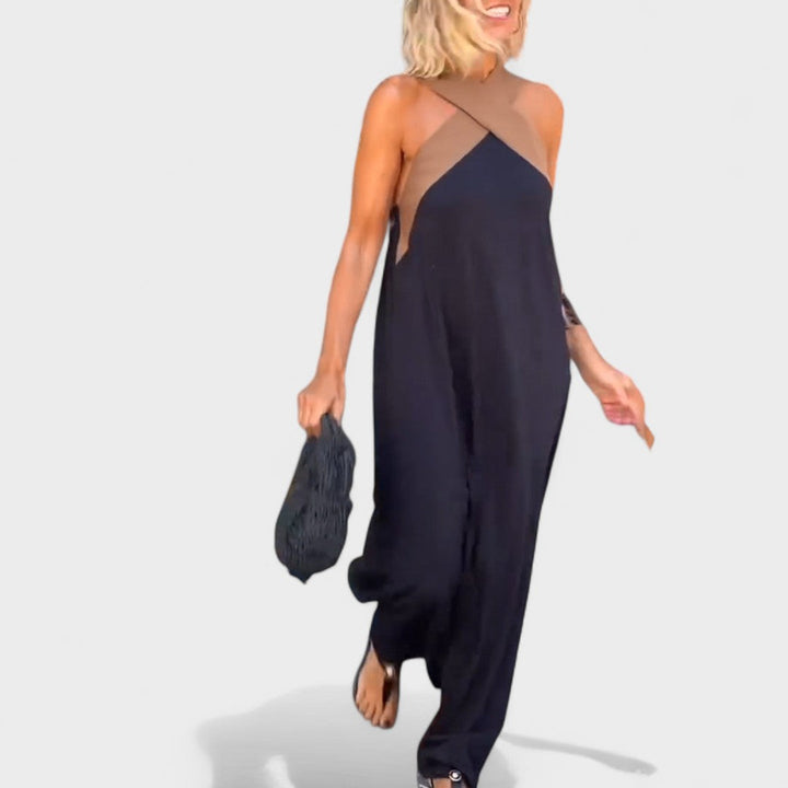 Women's Sleeveless Maxi Dress with Crossed Straps