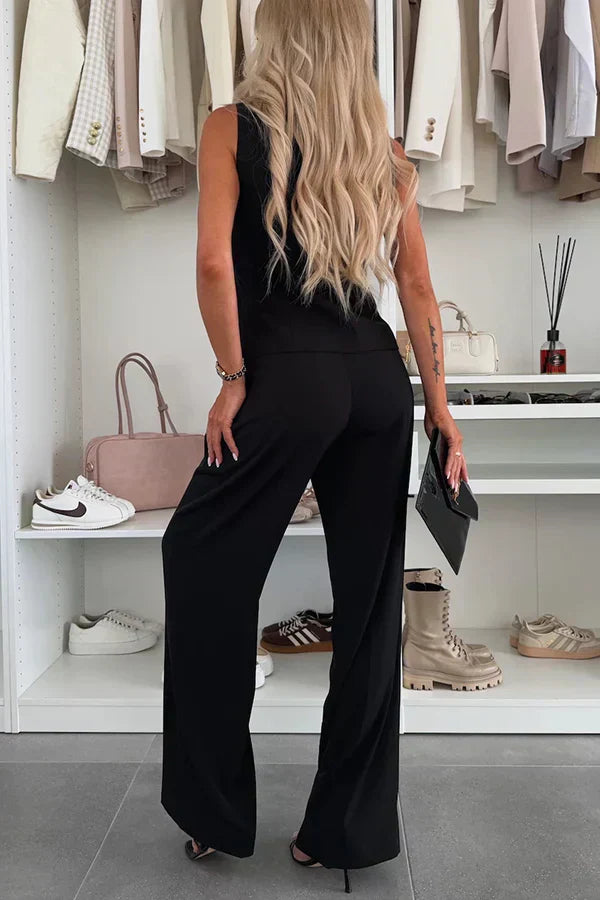 Women’s Vest and Trouser Set with Sleeveless Top Straight Leg