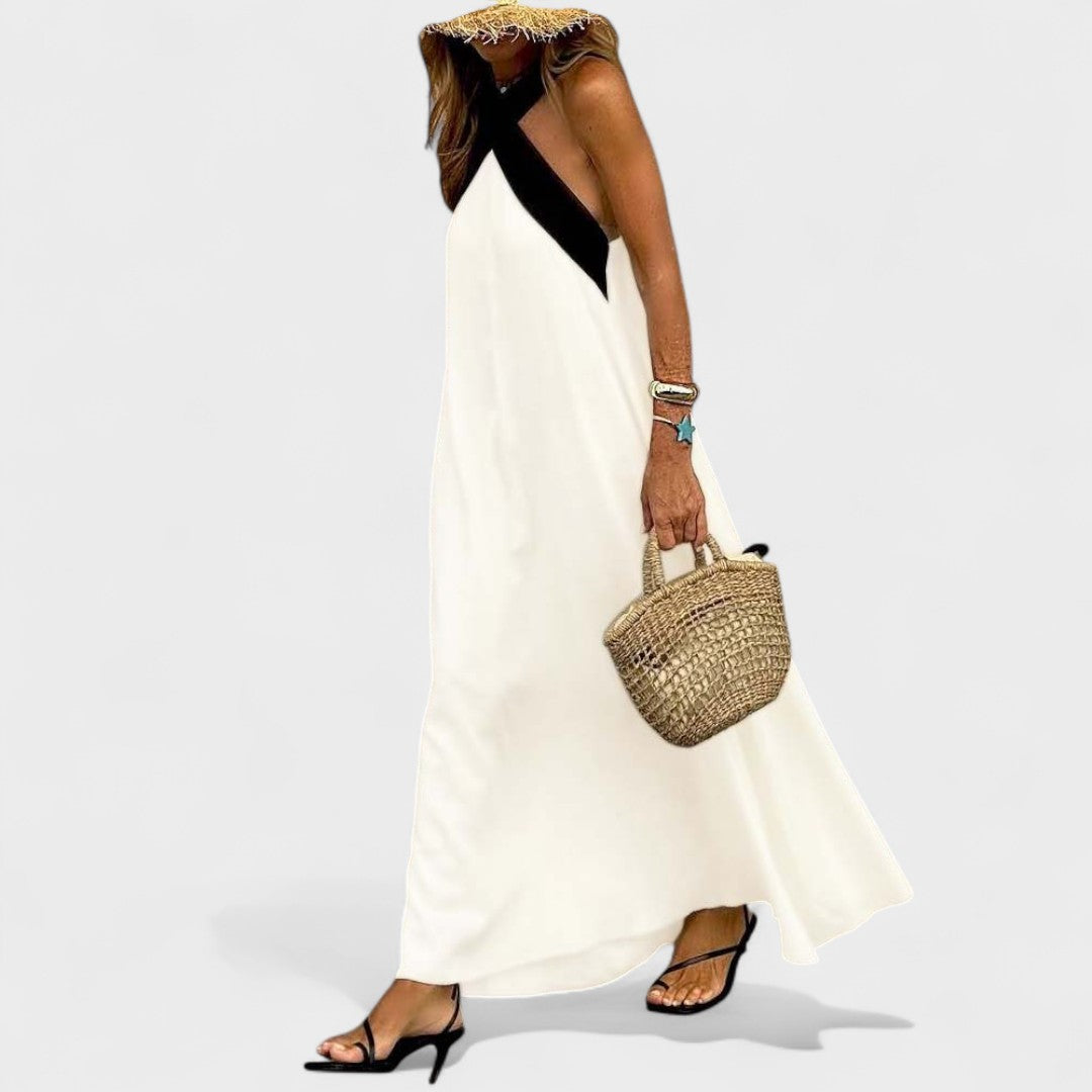 Women's Sleeveless Maxi Dress with Crossed Straps