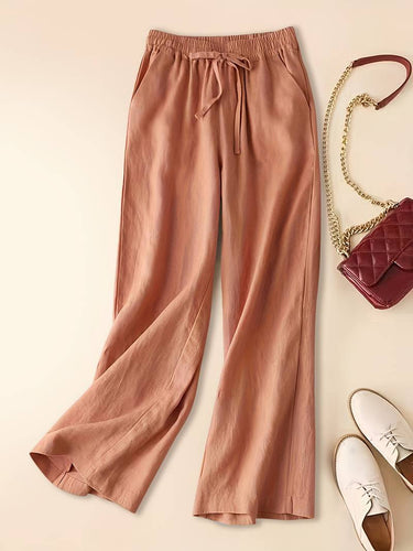Women's Wide Leg Pants with Drawstring Waist Pull-On