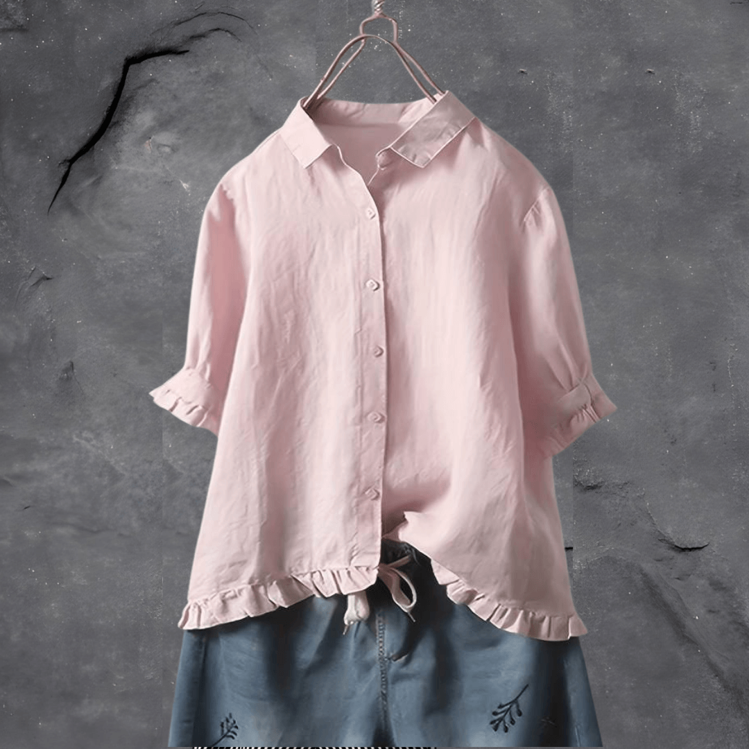 Women’s Blouse | Ruffled Hemline Short Sleeves