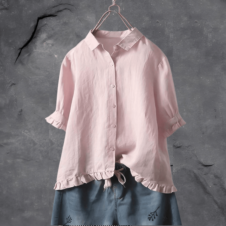 Women’s Blouse | Ruffled Hemline Short Sleeves