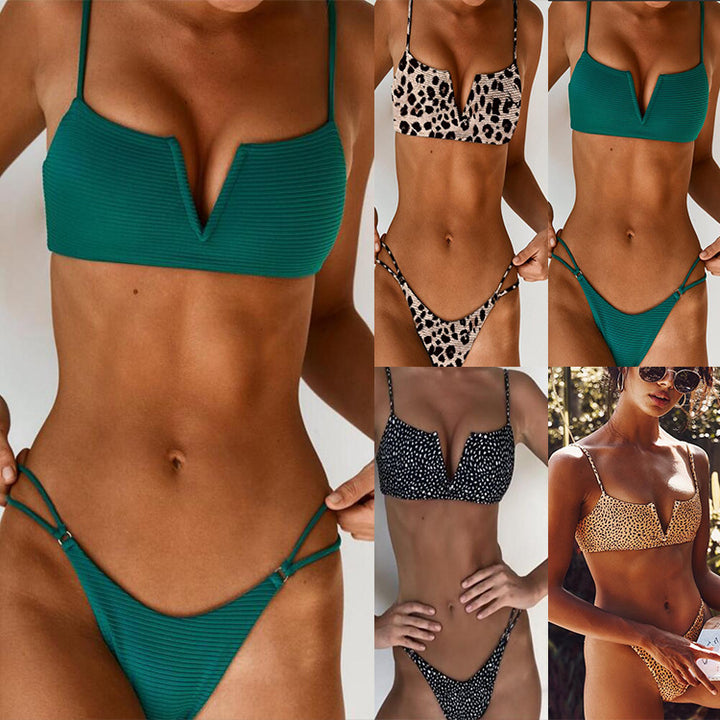 Ladies High Cut Bikini with Sophisticated Ribbed Design StylebySassy