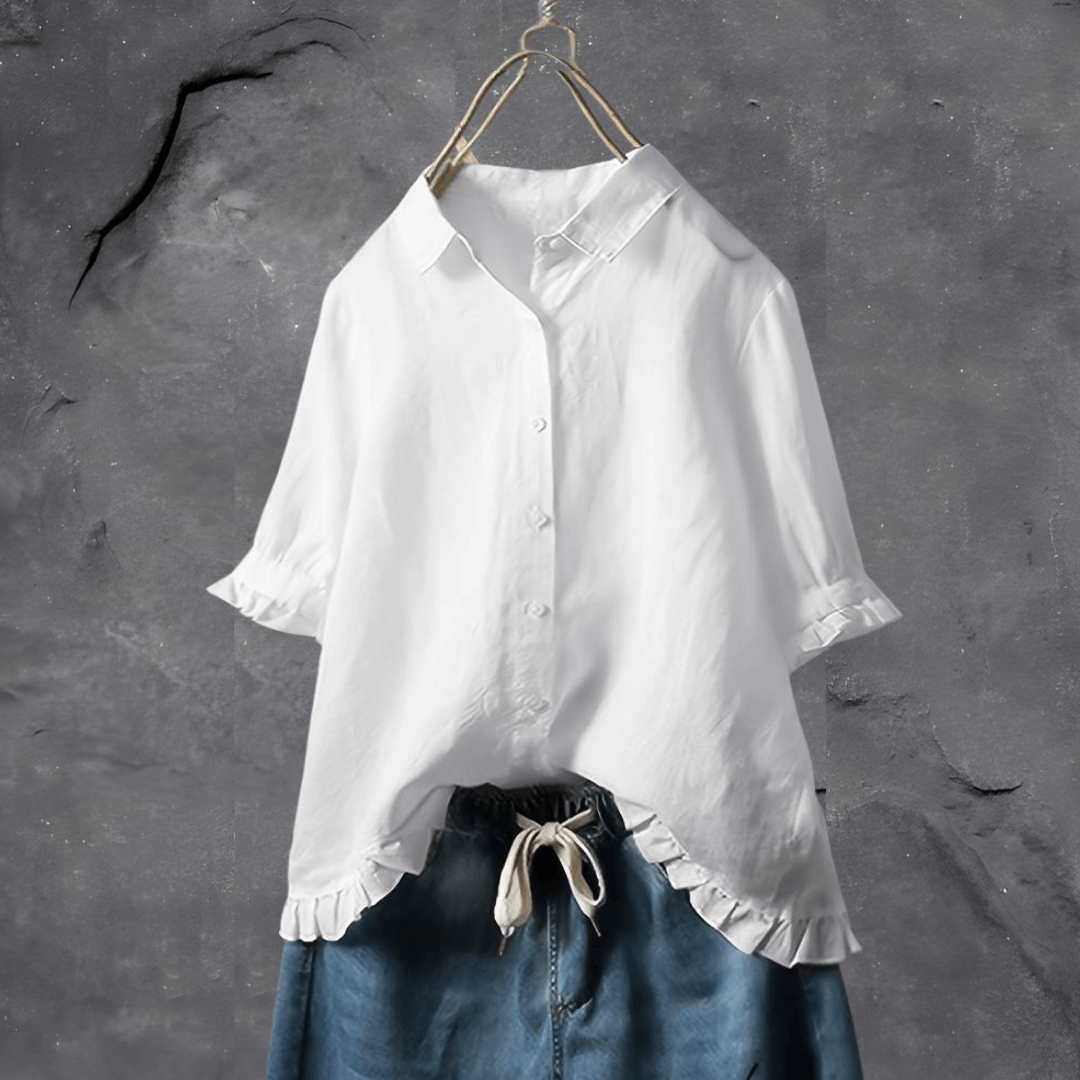 Women’s Blouse | Ruffled Hemline Short Sleeves