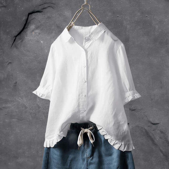 Women’s Blouse | Ruffled Hemline Short Sleeves