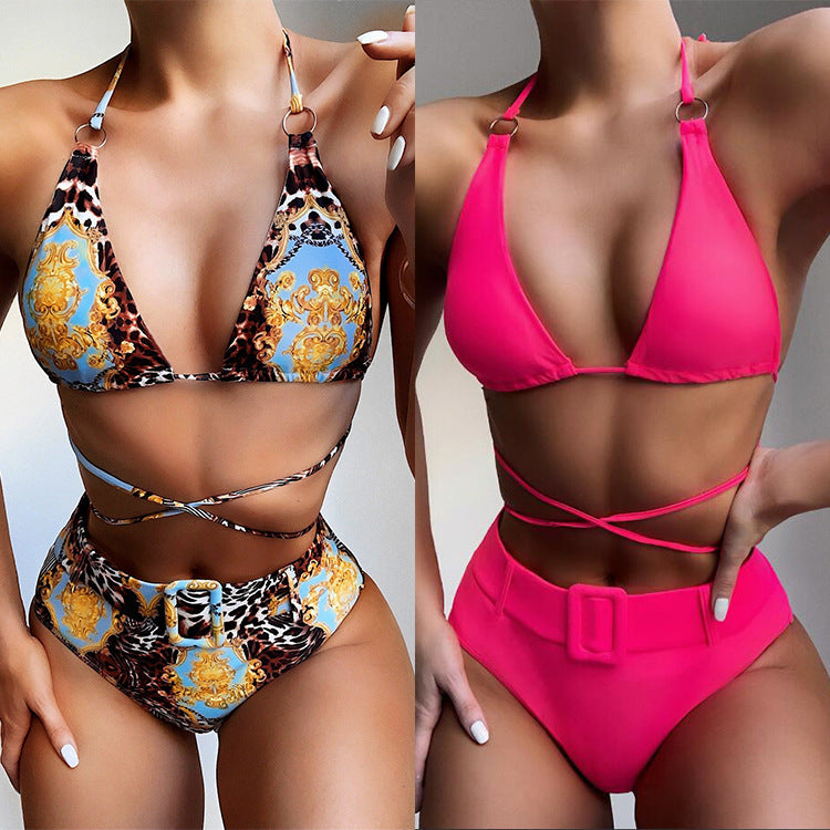 Women's triangle bikini with sophisticated wrap band and elegant design StylebySassy