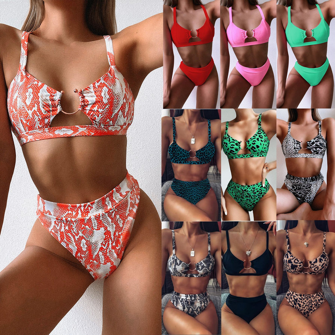 Ladies High-Waisted Bikini Set with Stylish Leopard Print StylebySassy