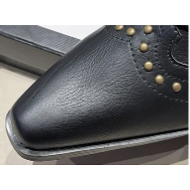 Women's Ankle Boots with Low Heel and Studded Detail