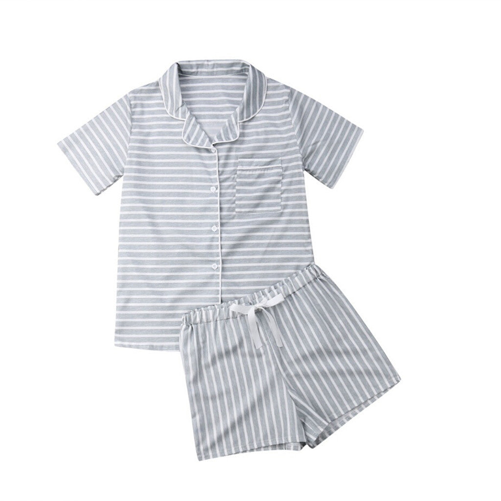 Ladies two-piece shorty pajama set made of viscose jersey with piped collar and drawstring waistband StylebySassy