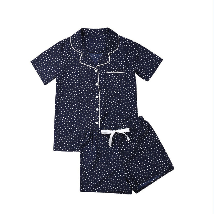 Ladies two-piece shorty pajama set made of viscose jersey with piped collar and drawstring waistband StylebySassy