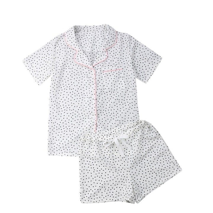 Ladies two-piece shorty pajama set made of viscose jersey with piped collar and drawstring waistband StylebySassy