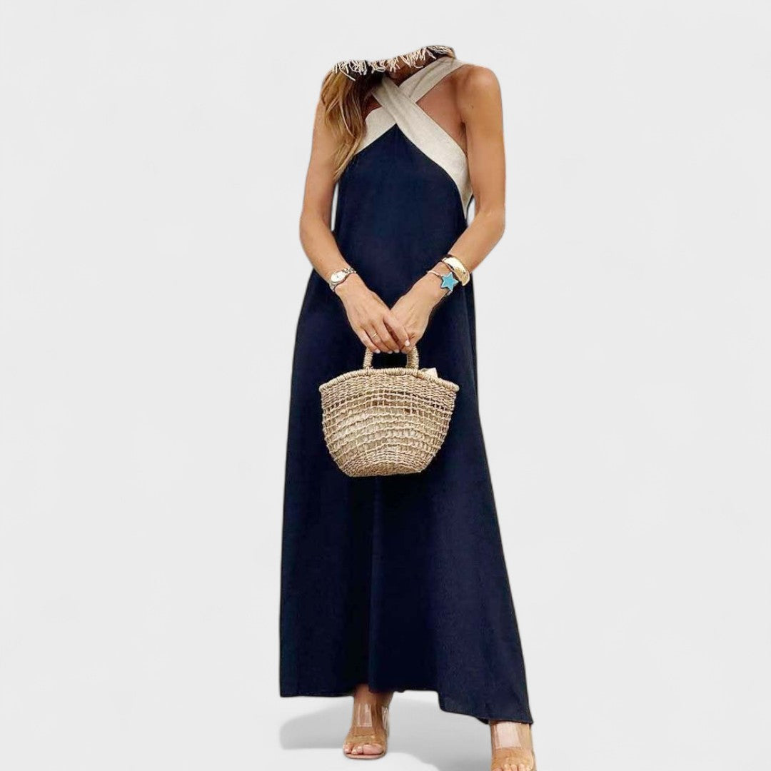 Women's Sleeveless Maxi Dress with Crossed Straps