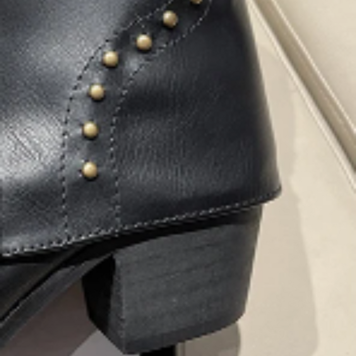 Women's Ankle Boots with Low Heel and Studded Detail