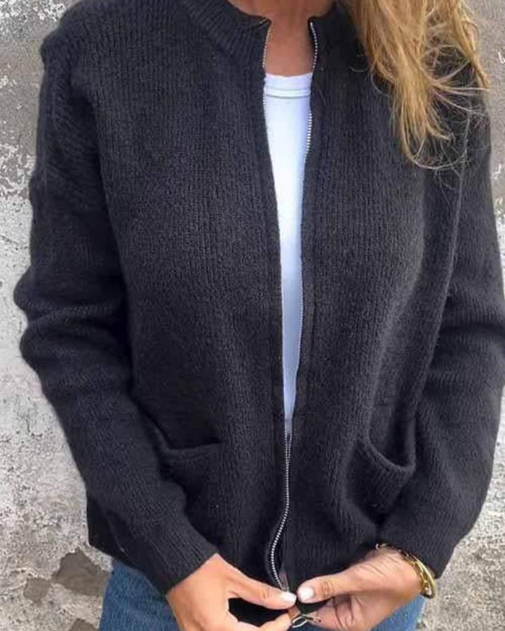 Women's Sweater | Stand Collar Patch Pockets