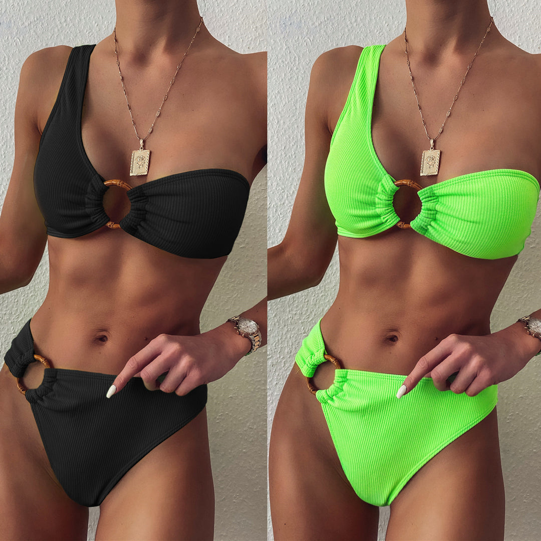 Women's asymmetrical bikini set with decorative ring details StylebySassy