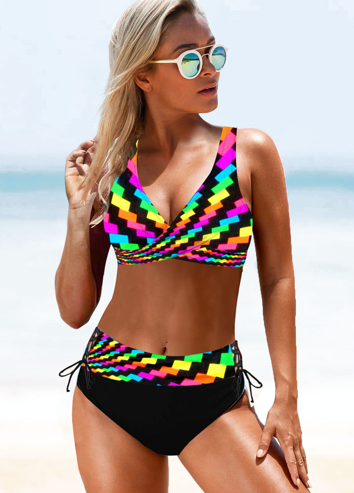 Women's sporty bikini set with adjustable straps and trendy color design StylebySassy