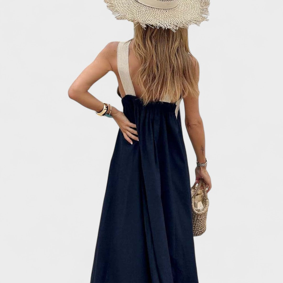 Women's Sleeveless Maxi Dress with Crossed Straps