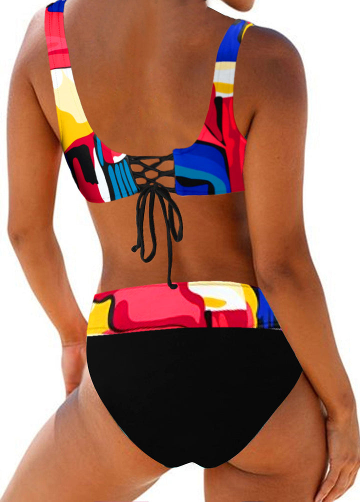 Women's sporty bikini set with adjustable straps and trendy color design StylebySassy