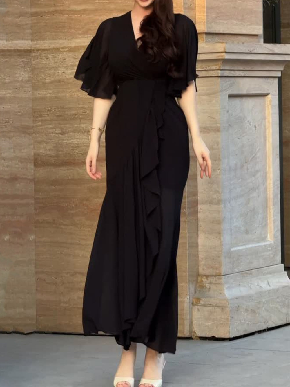 Women’s Dress | Trumpet Sleeves Floral Print