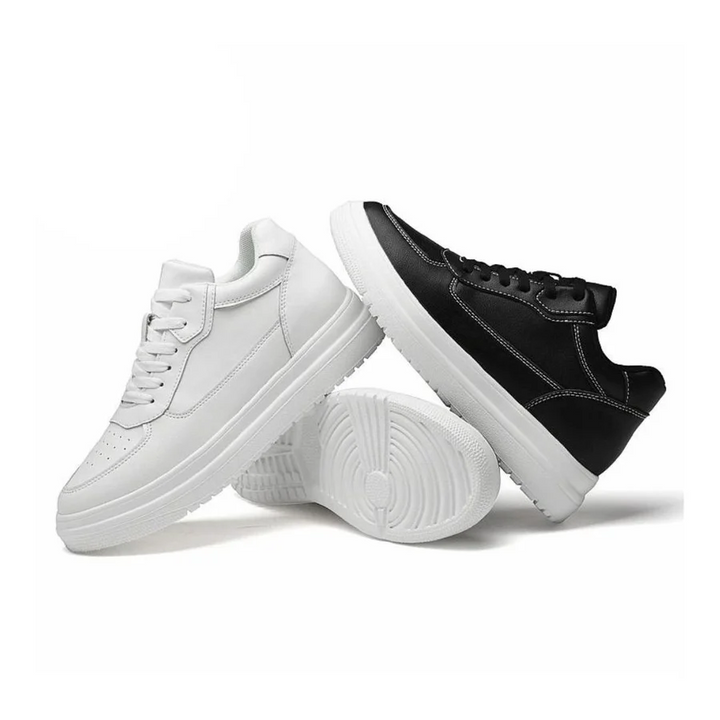 Women's Platform Sneakers with Lace-Up Closure and Textured Sole