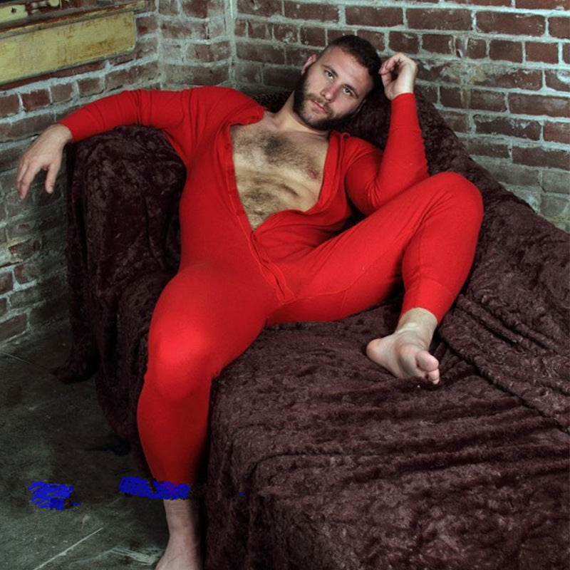 Unisex one-piece long sleeve pajama with continuous button placket and elastic cuffs StylebySassy