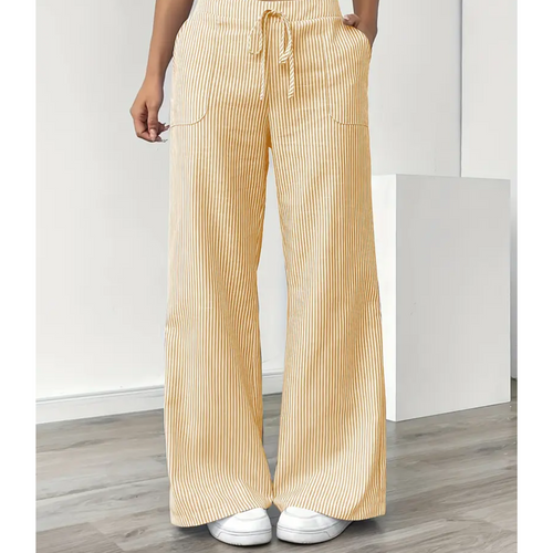 Women’s Wide Leg Pants with Drawstring Waist Striped Loose Fit