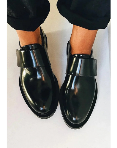 Women's Black Slip-On Loafers with Wide Band