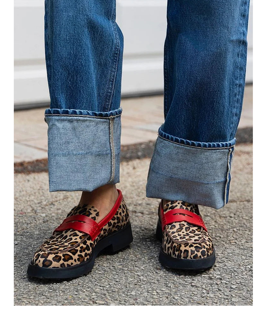 Women's Leopard Print Loafers with Chunky Sole