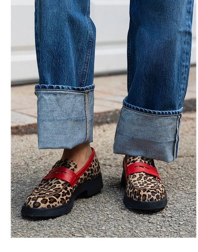Women's Leopard Print Loafers with Chunky Sole