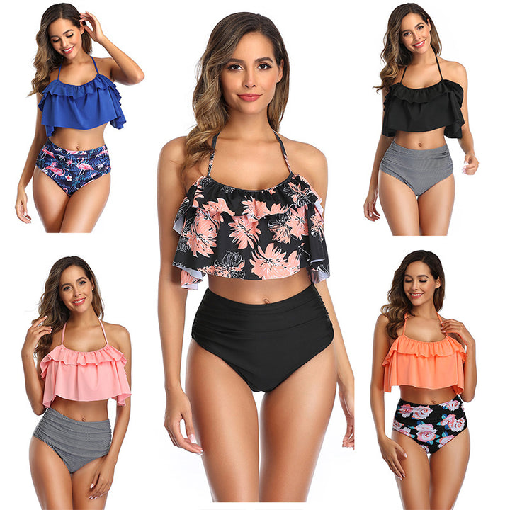 Women's bikini set with ruffle top and high-cut panties StylebySassy
