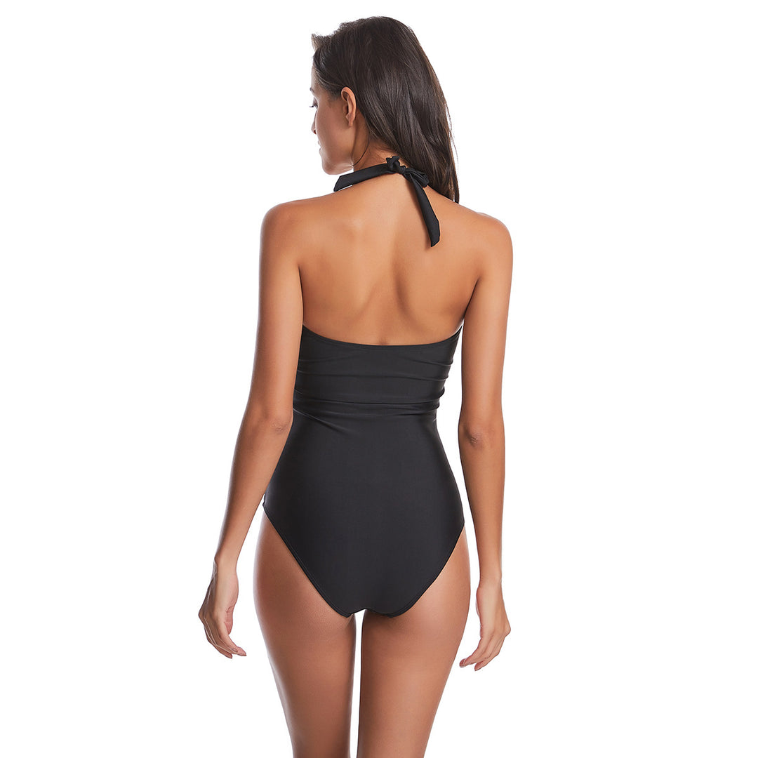 Women's One-Piece Swimsuit with Floral Wrap Design and Body-Shaping Cut StylebySassy