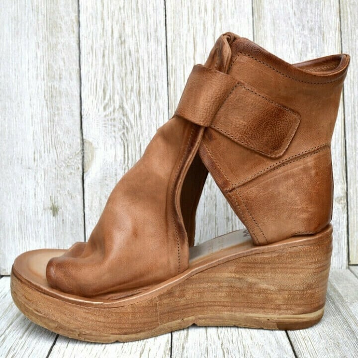 Women's Open Toe Heels with Wedge Platform Ankle Strap