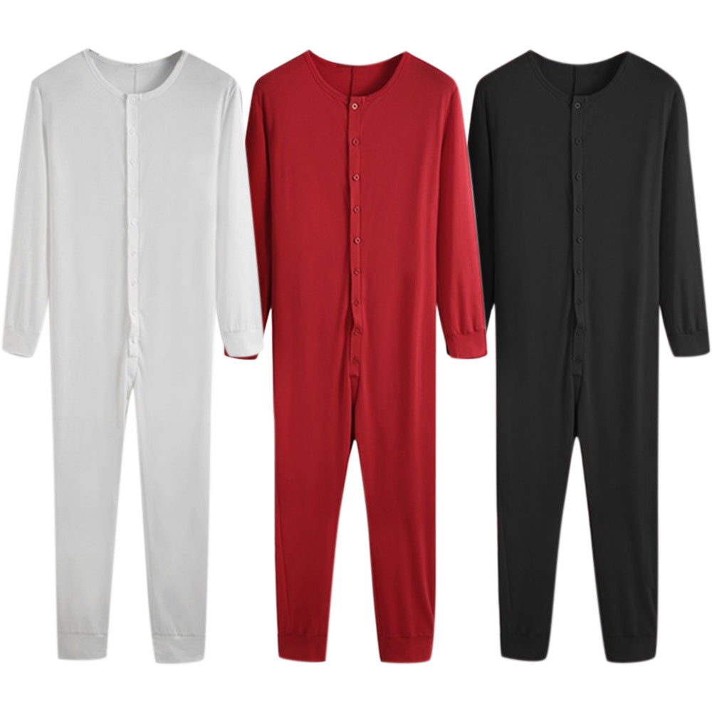Unisex one-piece long sleeve pajama with continuous button placket and elastic cuffs StylebySassy