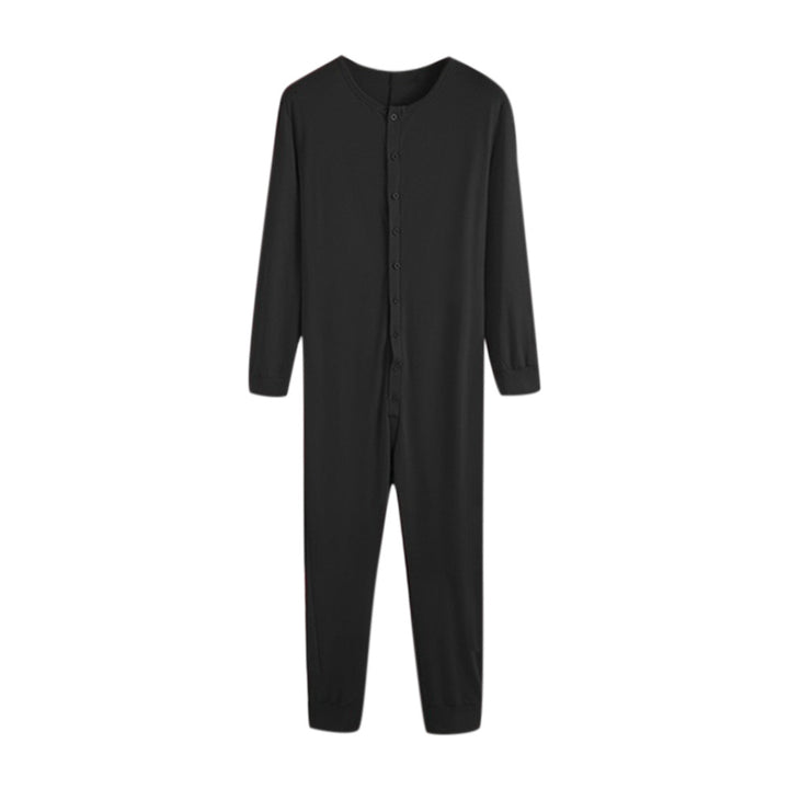 Unisex one-piece long sleeve pajama with continuous button placket and elastic cuffs StylebySassy