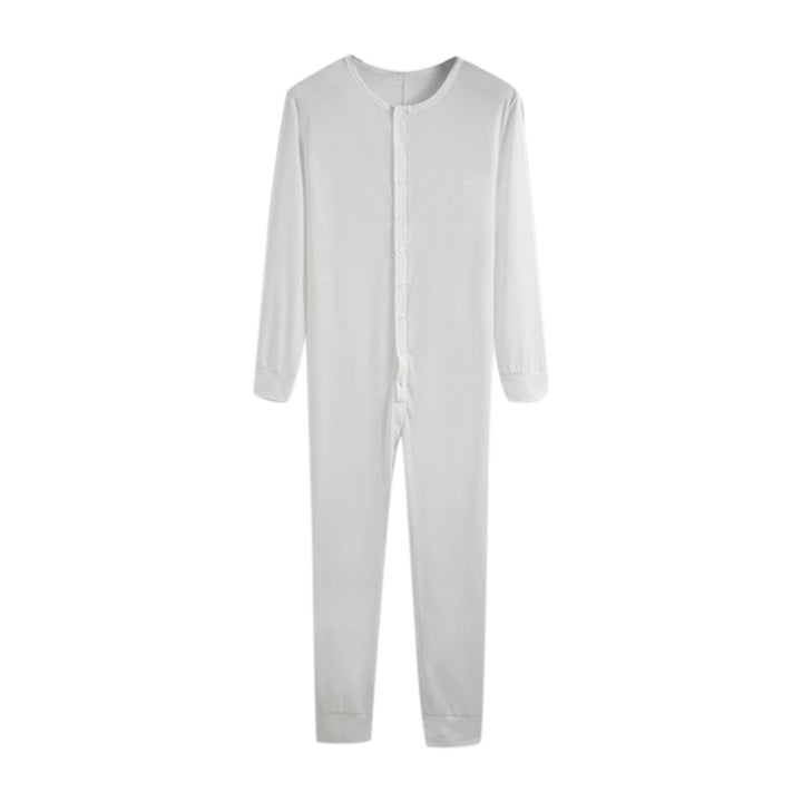 Unisex one-piece long sleeve pajama with continuous button placket and elastic cuffs StylebySassy