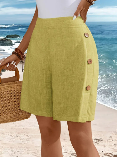 Women's Pull-On Shorts with Button Accent Detail