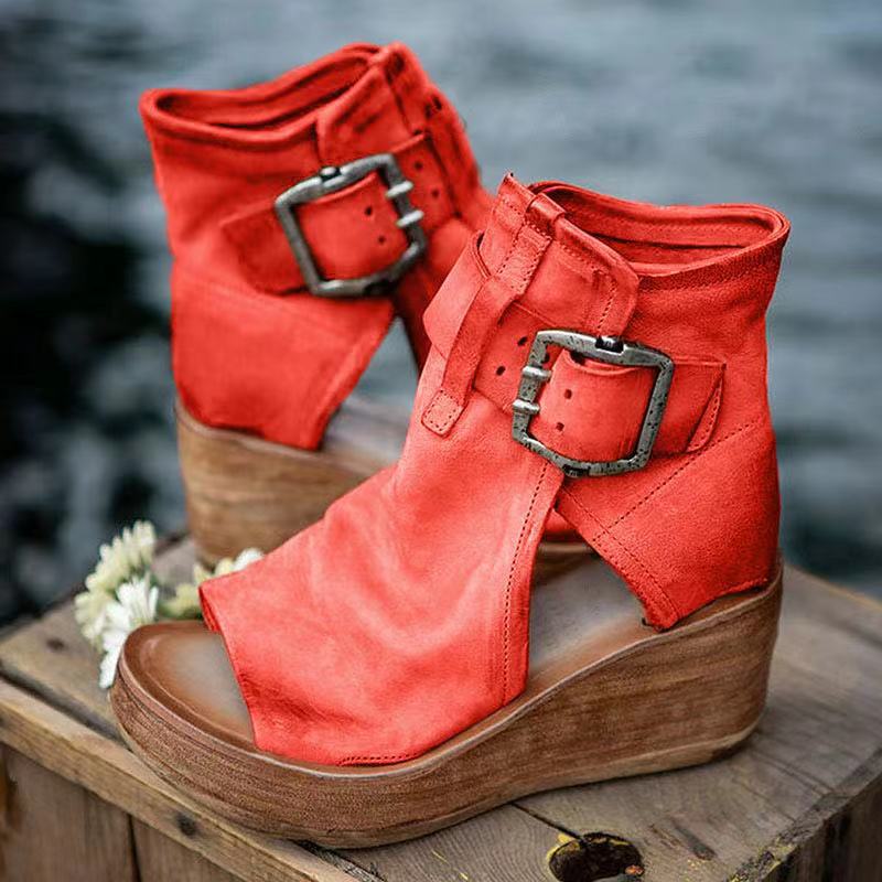 Women's Open Toe Heels with Wedge Platform Ankle Strap