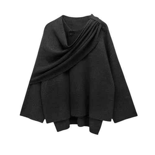 Women's Winter Coat with Wrap Front Asymmetrical Drape