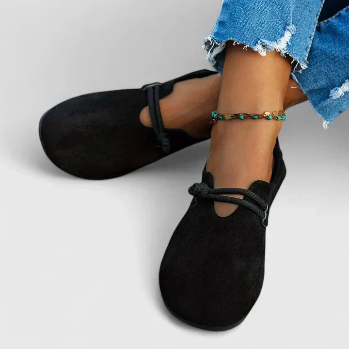 Women's Slip On Flat Shoes with Round Toe and Rope Detail