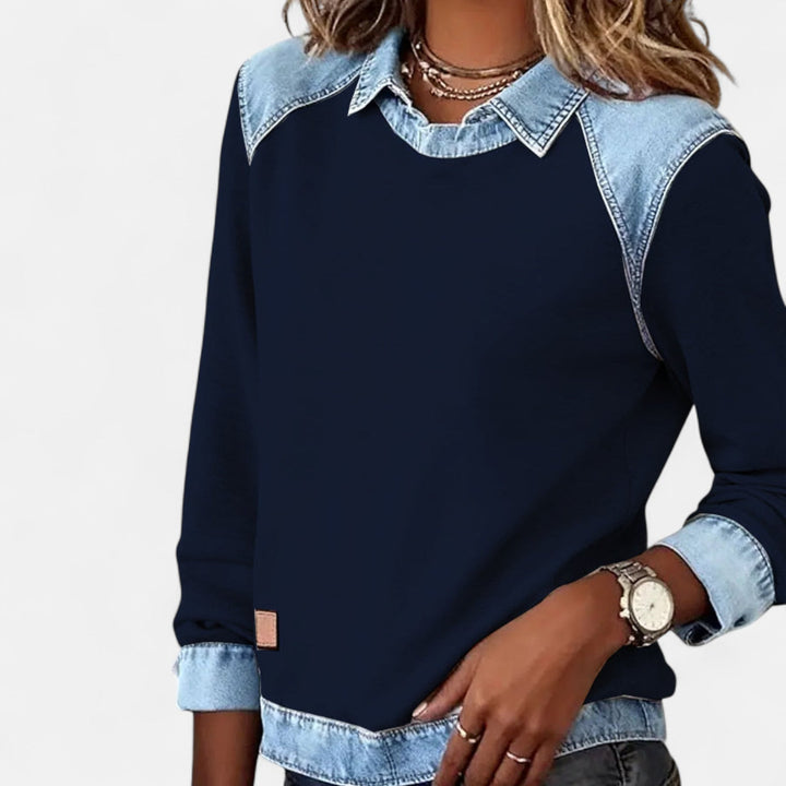 Women's Sweater | Shirt-Style Collar Detail