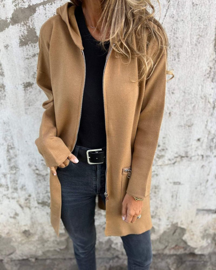 Women's Hooded Zip Up Cardigan with Longline