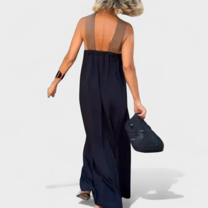 Women's Sleeveless Maxi Dress with Crossed Straps