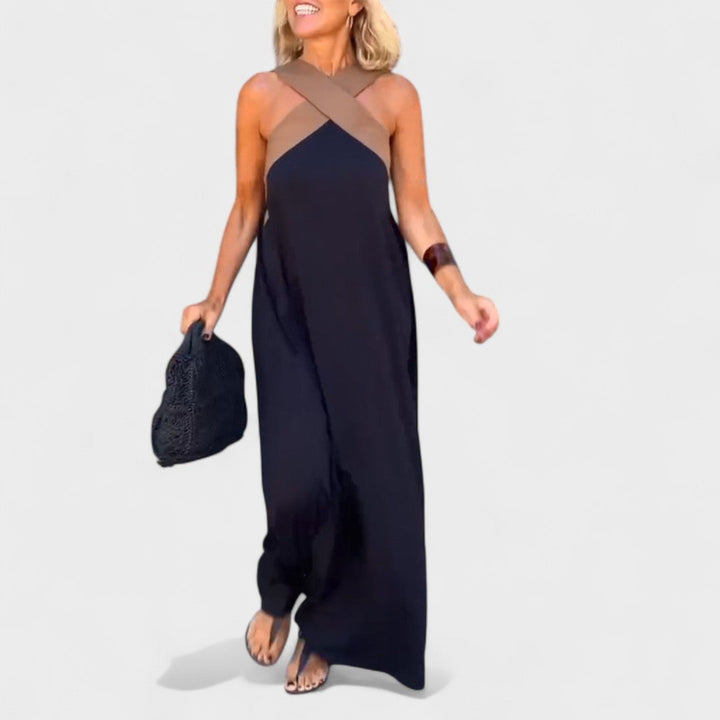 Women's Sleeveless Maxi Dress with Crossed Straps