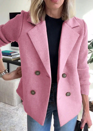 Women's Structured Short Coat with Lapel Button Front