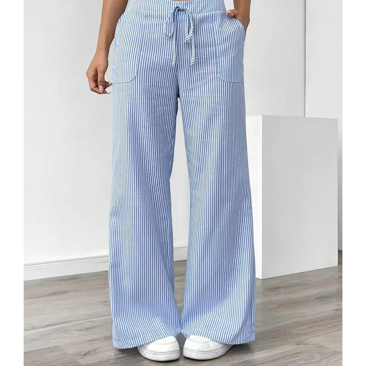 Women’s Wide Leg Pants with Drawstring Waist Striped Loose Fit