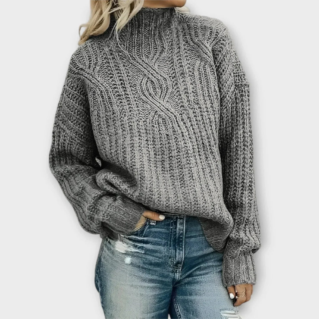 Women's Sweater | Textured High Neck Long Sleeve