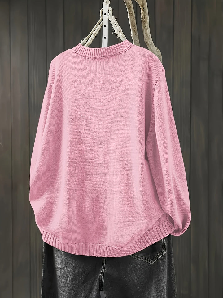 Women's Button Front Cardigan with Round Neckline